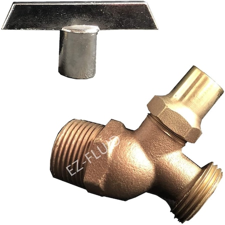 Ez-Fluid Heavy Pattern Male 1/2inMIP X3/4inMHT No-Kink Hose Bibb with Loose Key EZHLM12